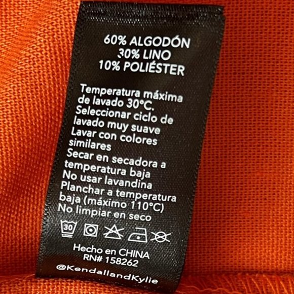 NEW KENDALL + KYLIE Linen Blend Off The Shoulder Ruffle Tangerine Dress, Sz 4-6 - Picture 14 of 15